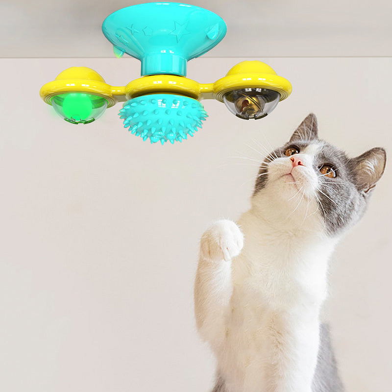 Cat Rotating Windmill Multi-Function Toys Itch Scratching Device Teeth Shining Toy